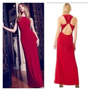 MISA Red Open Back Pargol Sleeveless Formal Maxi Dress Small NWT